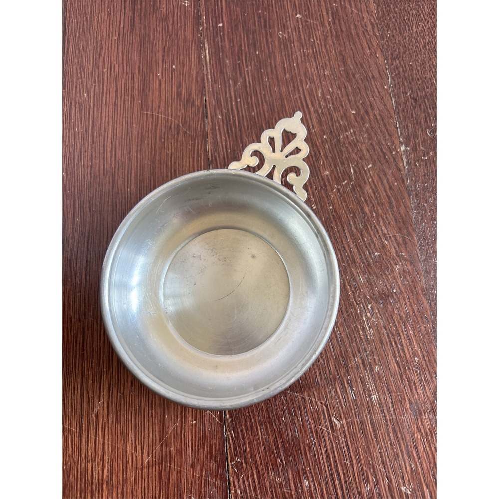 Vintage 50s 60s Empire Pewter Bowl Porringer Silver Dish Gothic Art Nouveau Cup